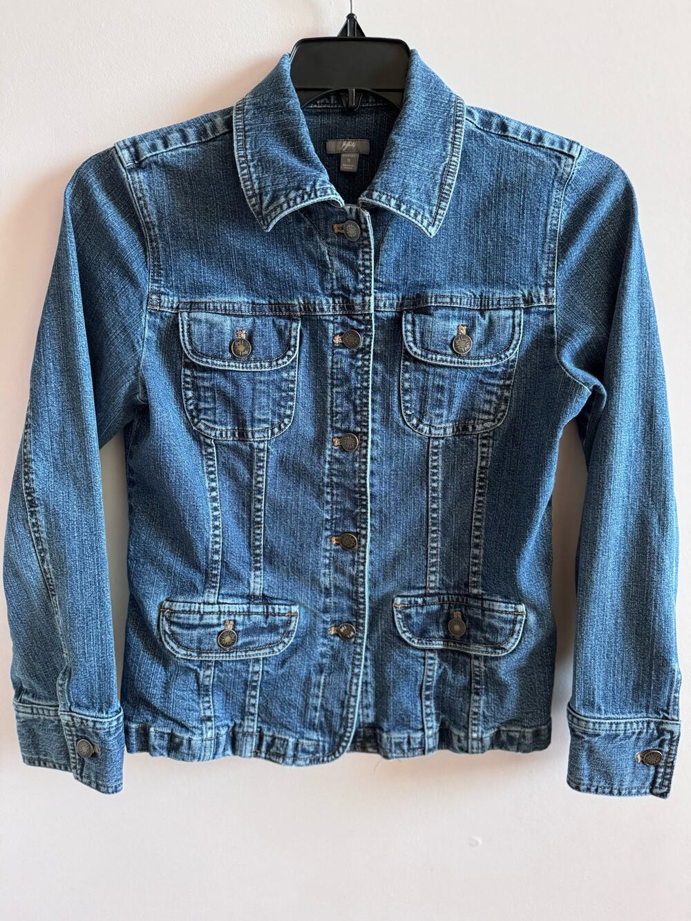 J. Jill Denim Jean Jacket Womens Small Pockets Button Up Long Sleeve Cotton